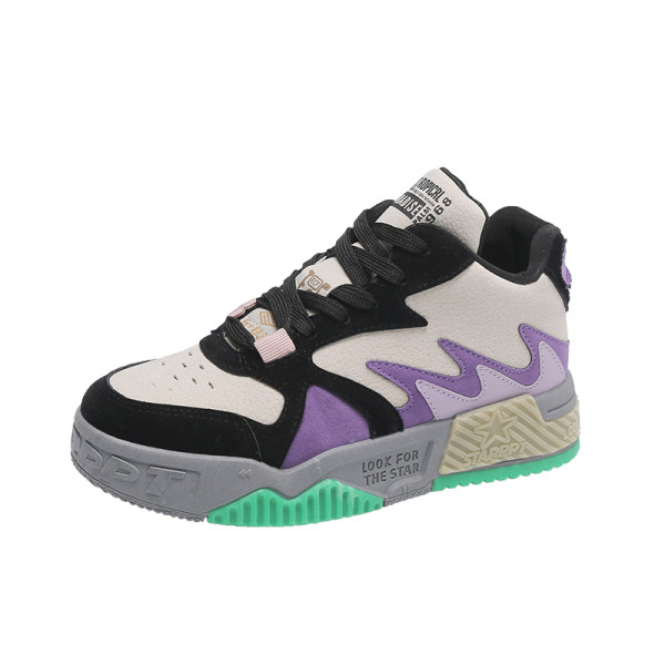 Γυναικεία casual αθλητικά παπούτσια από οικολογικό σουέτ με κορδόνια και επίπεδη σόλα