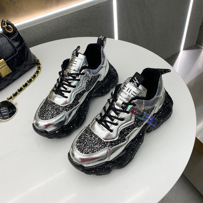 Γυναικεία γυαλιστερά αθλητικά παπούτσια με ψηλή σόλα