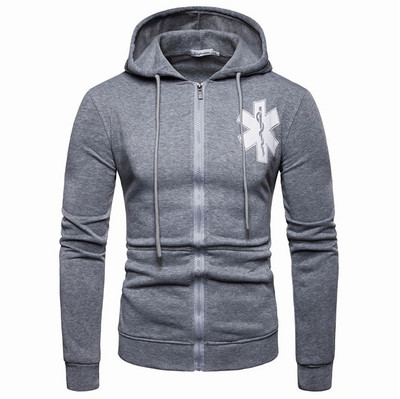 Καθημερινό ανδρικό φούτερ  με απλικέ και κουκούλα