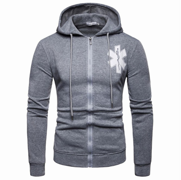 Καθημερινό ανδρικό φούτερ  με απλικέ και κουκούλα