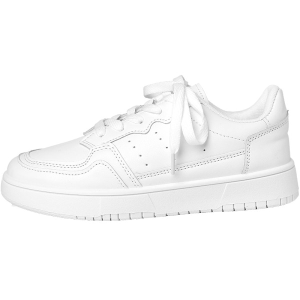 Γυναικεία έκο δερμάτινα παπούτσια με επίπεδη σόλα σε λευκό χρώμα