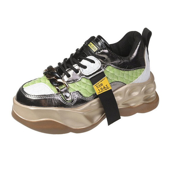 Casual αθλητικά παπούτσια από οικολογικό δέρμα με ψηλή σόλα