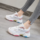 Γυναικεία casual αθλητικά παπούτσια με χρωματιστό μοτίβο και κορδόνια