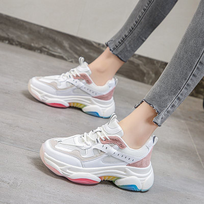 Γυναικεία casual αθλητικά παπούτσια με χρωματιστό μοτίβο και κορδόνια