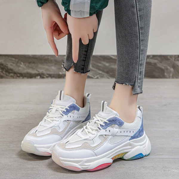Γυναικεία casual αθλητικά παπούτσια με χρωματιστό μοτίβο και κορδόνια