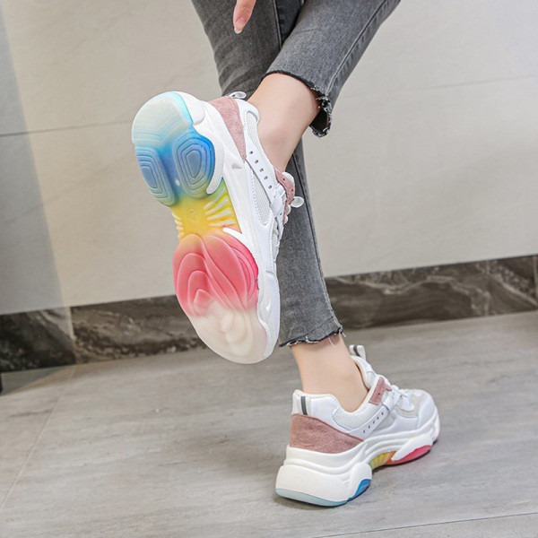 Γυναικεία casual αθλητικά παπούτσια με χρωματιστό μοτίβο και κορδόνια