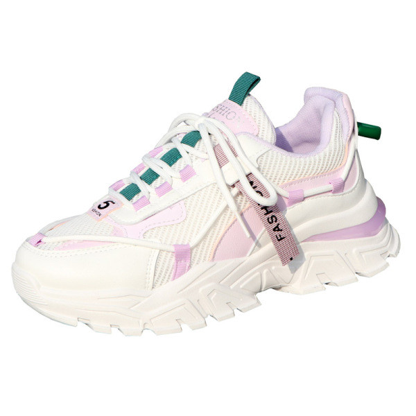 Νέο μοντέλο γυναικεία αθλητικά παπούτσια με τραχιά σόλα σε μπεζ και ροζ χρώμα