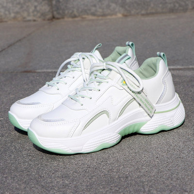 Εκο δερμάτινα αθλητικά παπούτσια μοντέρνα με κορδόνια - δύο χρώματα