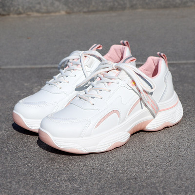 Εκο δερμάτινα αθλητικά παπούτσια μοντέρνα με κορδόνια - δύο χρώματα