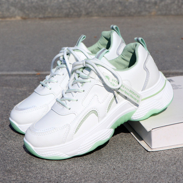 Εκο δερμάτινα αθλητικά παπούτσια μοντέρνα με κορδόνια - δύο χρώματα