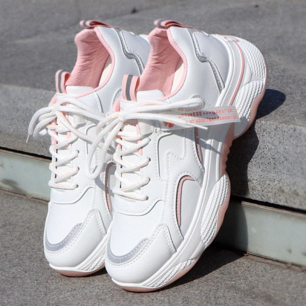 Εκο δερμάτινα αθλητικά παπούτσια μοντέρνα με κορδόνια - δύο χρώματα