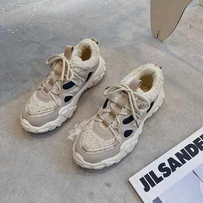 Γυναικεία casual αθλητικά παπούτσια με κορδόνια και ζεστή φόδρα