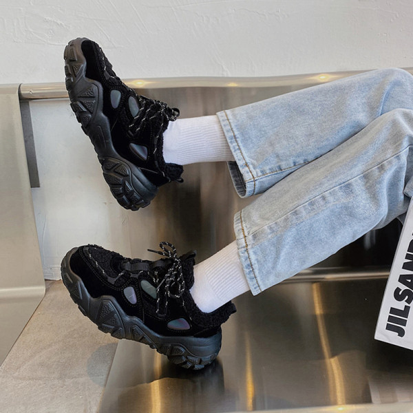 Γυναικεία casual αθλητικά παπούτσια με κορδόνια και ζεστή φόδρα