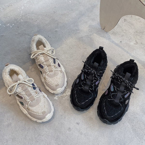 Γυναικεία casual αθλητικά παπούτσια με κορδόνια και ζεστή φόδρα