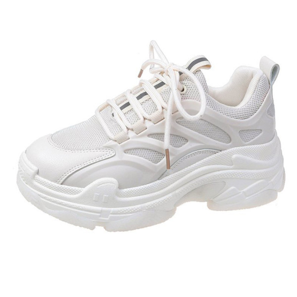 Γυναικεία αθλητικά παπούτσια σε λευκό και μπεζ χρώμα