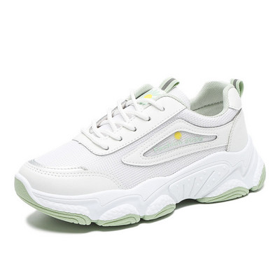 Ženske sportske tenisice od umjetne kože s printom tratinčica