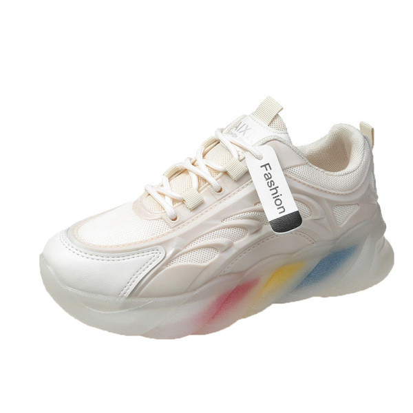 Γυναικεία αθλητικά παπούτσια με κορδόνια και χρωματιστή σόλα