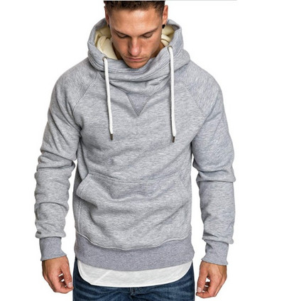 Μοντέρνο ανδρικό φούτερ με απλό μοντέλο με κορδόνια και τσέπη