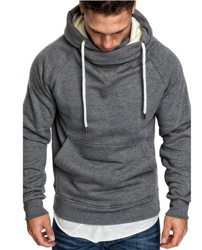 Μοντέρνο ανδρικό φούτερ με απλό μοντέλο με κορδόνια και τσέπη