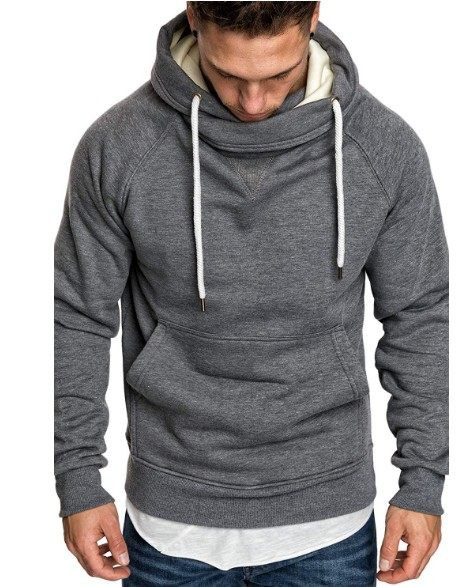 Μοντέρνο ανδρικό φούτερ με απλό μοντέλο με κορδόνια και τσέπη