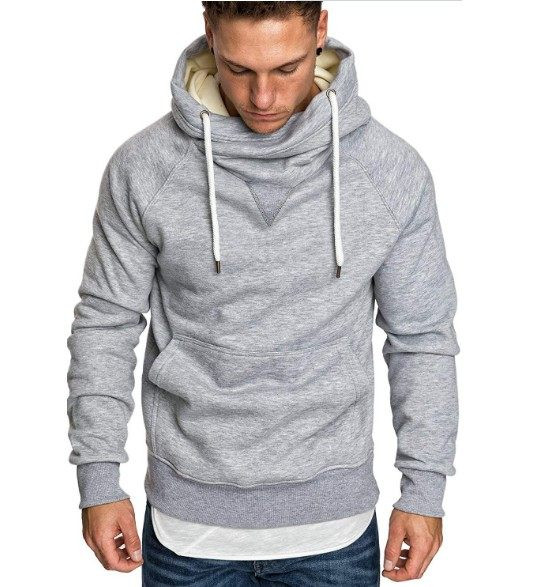 Μοντέρνο ανδρικό φούτερ με απλό μοντέλο με κορδόνια και τσέπη