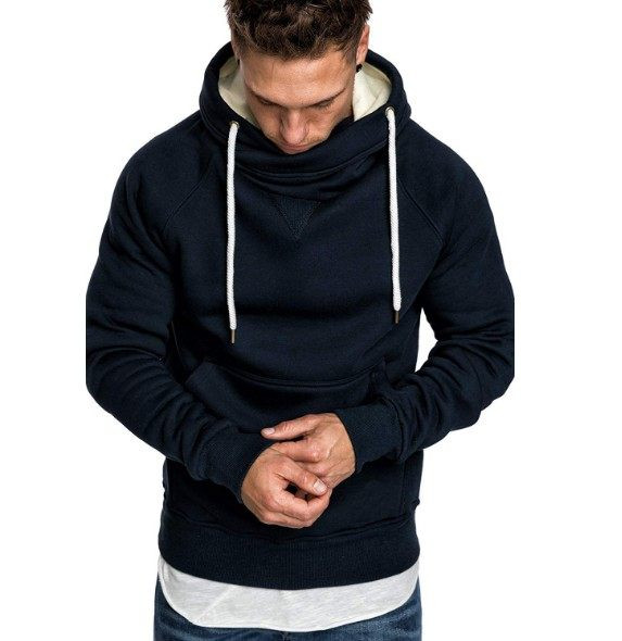 Μοντέρνο ανδρικό φούτερ με απλό μοντέλο με κορδόνια και τσέπη