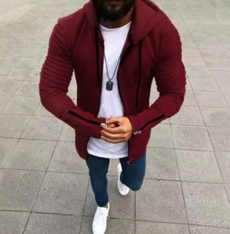 Ανδρικό μακρύ φούτερ με φερμουάρ