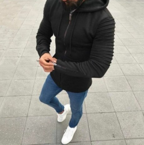 Ανδρικό μακρύ φούτερ με φερμουάρ