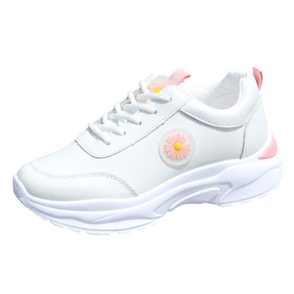 Μοντέρνα έκο δερμάτινα αθλητικά παπούτσια με κορδόνια σε λευκό  χρώμα