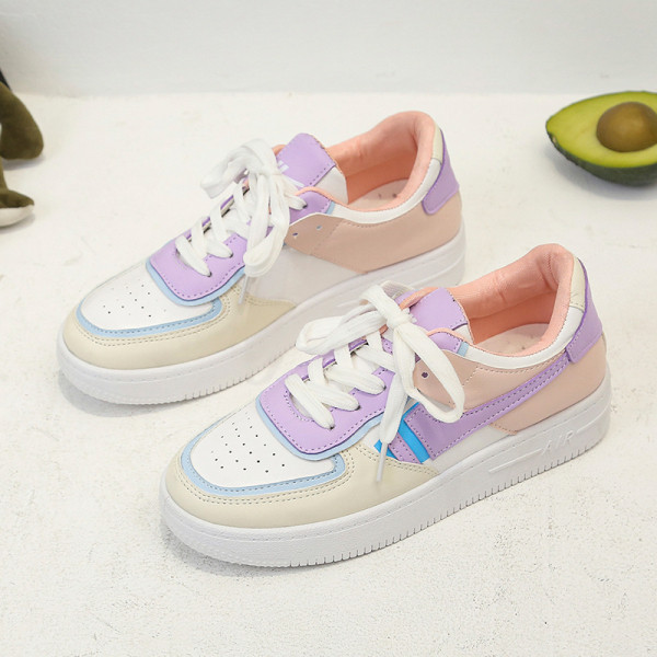 Πολύχρωμα γυναικεία αθλητικά παπούτσια από έκο με επίπεδη σόλα