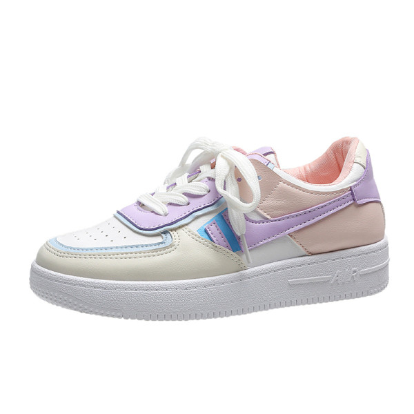 Πολύχρωμα γυναικεία αθλητικά παπούτσια από έκο με επίπεδη σόλα