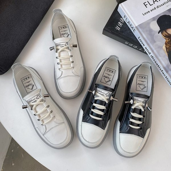 Γυναικεία έκο δερμάτινα αθλητικά παπούτσια με επίπεδη σόλα