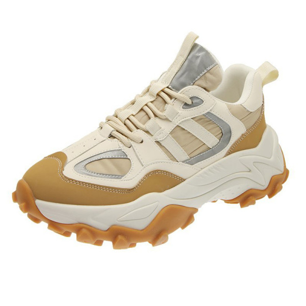 Γυναικεία αθλητικά παπούτσια με κορδόνια και γυαλιστερό εφέ