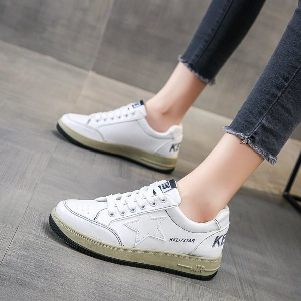 Tenisi casual dama cu talpa plata - imitatie de piele