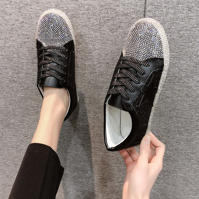 Γυναικεία casual αθλητικά παπούτσια με πέτρες και κορδόνια σε τρία χρώματα