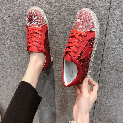 Γυναικεία casual αθλητικά παπούτσια με πέτρες και κορδόνια σε τρία χρώματα