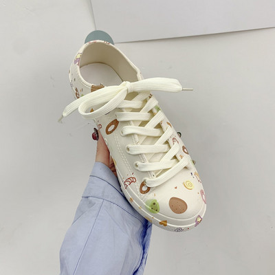 Πολύχρωμα γυναικεία αθλητικά παπούτσια από οικολογικό δέρμα και επίπεδη σόλα