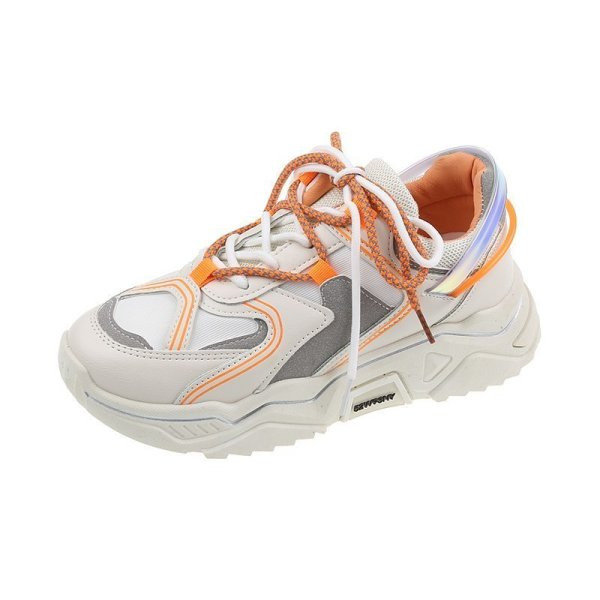 Νέο μοντέλο γυναικεία αθλητικά παπύτσια με τραχιά σόλα και κορδόνια σε κίτρινο και μπεζ