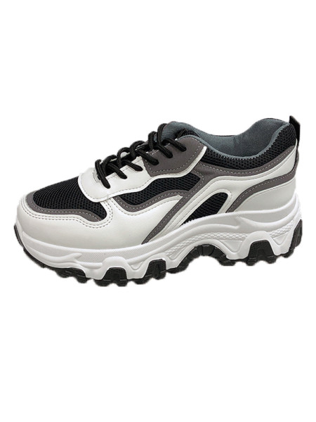 Valge ja musta värvi krobelise tallaga naiste vabaaja tossud