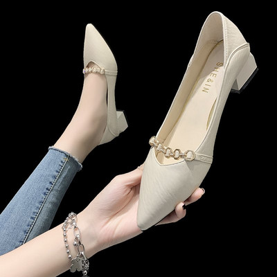 Γυναικεία μυτερά παπούτσια με ψηλό τακούνι 4 cm σε διάφορα χρώματα