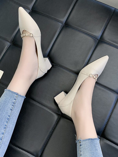 Γυναικεία μυτερά παπούτσια με ψηλό τακούνι 4 cm σε διάφορα χρώματα