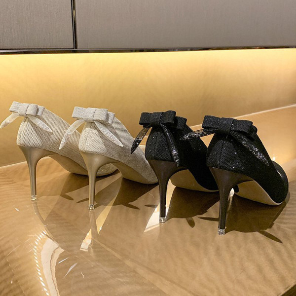 Νέο μοντέλο γυναικεία παπούτσια μυτερό μοντέλο - ψηλό τακούνι με κορδέλα