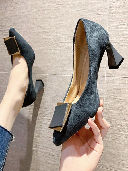 Κομψά γυναικεία παπούτσια από οικολογικό σουέτ - ύψος τακουνιού 7 cm