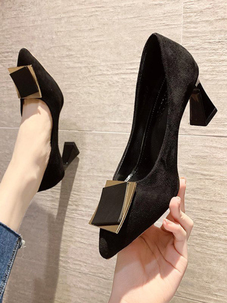 Κομψά γυναικεία παπούτσια από οικολογικό σουέτ - ύψος τακουνιού 7 cm