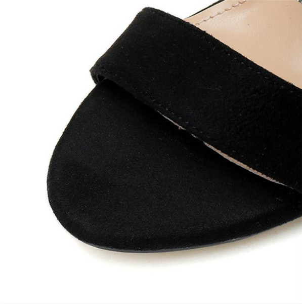 Μοντέρνα ψηλοτάκουνα σανδάλια σουέντ με πέτρες