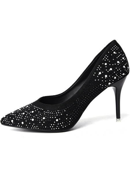 Naiste kingade teritatud mudel kividega ja 6 cm kontsaga