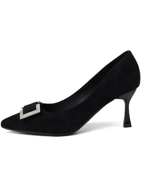 Μοντέρνα γυναικεία παπούτσια από οικολογικό σουέτ με τακούνι 8 cm