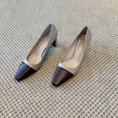 Γυναικεία έκο δερμάτινα παπούτσια με λεπτό τακούνι 7 cm