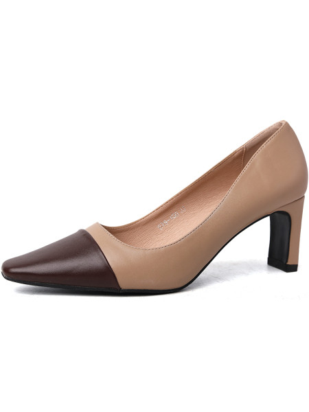 Γυναικεία έκο δερμάτινα παπούτσια με λεπτό τακούνι 7 cm