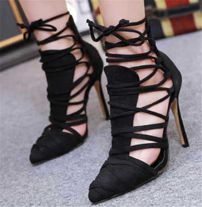 Γυναικεία σανδάλια από έκο δέρμα με κορδόνια